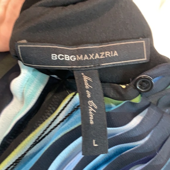 BCBGMaxazria NWT hi neck blue pleated dress - Picture 9 of 10